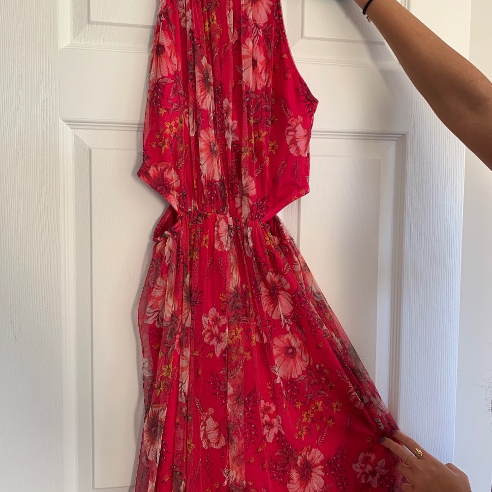 Pink Floral cutout dress